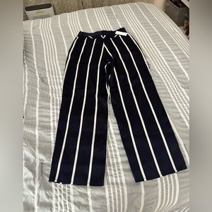 Wide stripe trousers in blue and white